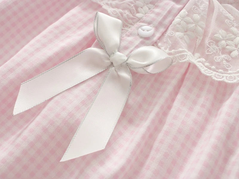 Baby Girl Lace Romper | Pink Blue Newborn Vintage Outfit