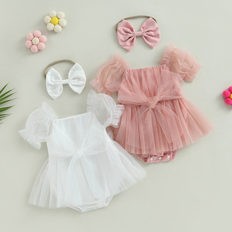 Baywell 0-24M Princess Baby Girls Rompers Embroidered Little Pink Dress  Ruffles Short Sleeve Jumpsuits Birthday Clothes - AliExpress