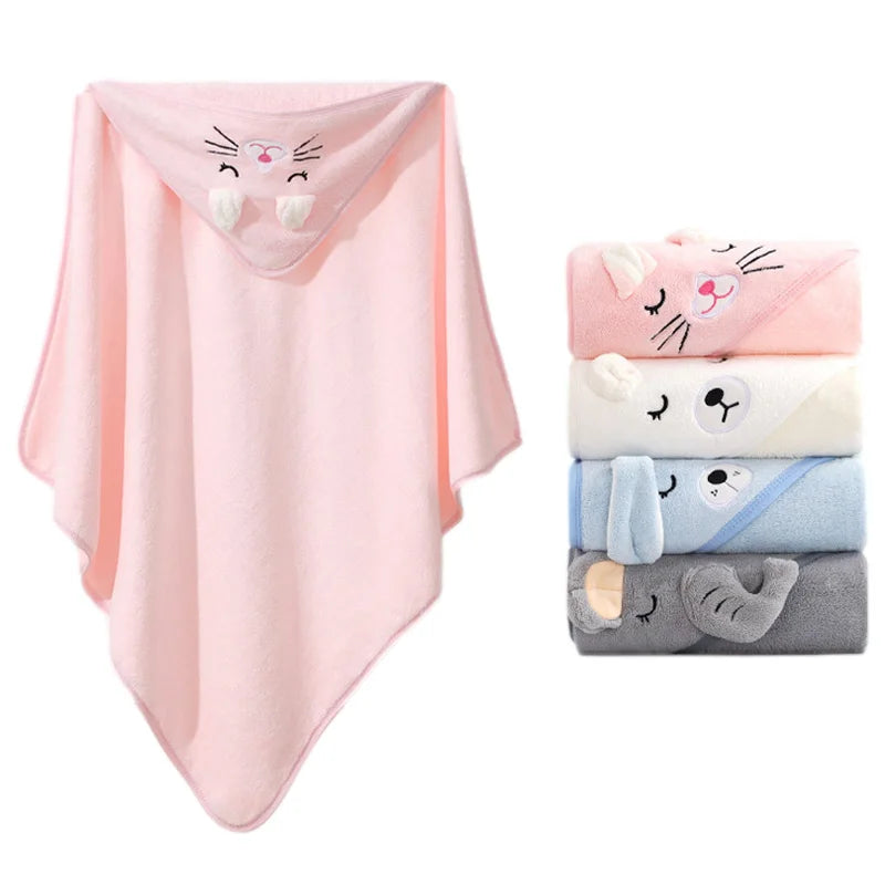 Soft Hooded Baby Bath Towel & Blanket - Cartoon Animal Design