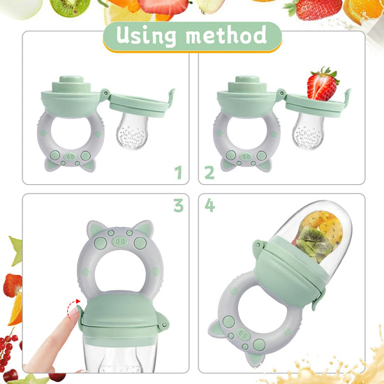 8-Piece Silicone Baby Fruit & Veggie Feeder Set | BPA-Free Pacifier with Handle | Perfect for Teething & Holiday Gifting