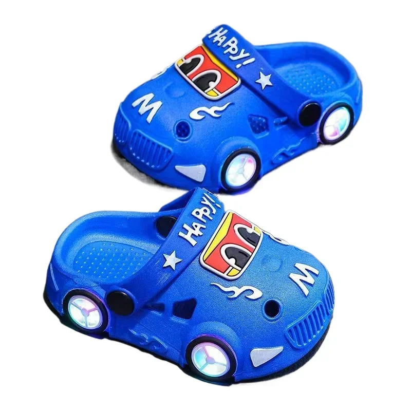 Kids Light-Up Car Clogs – Cartoon Vehicle Sandals for Boys & Girls