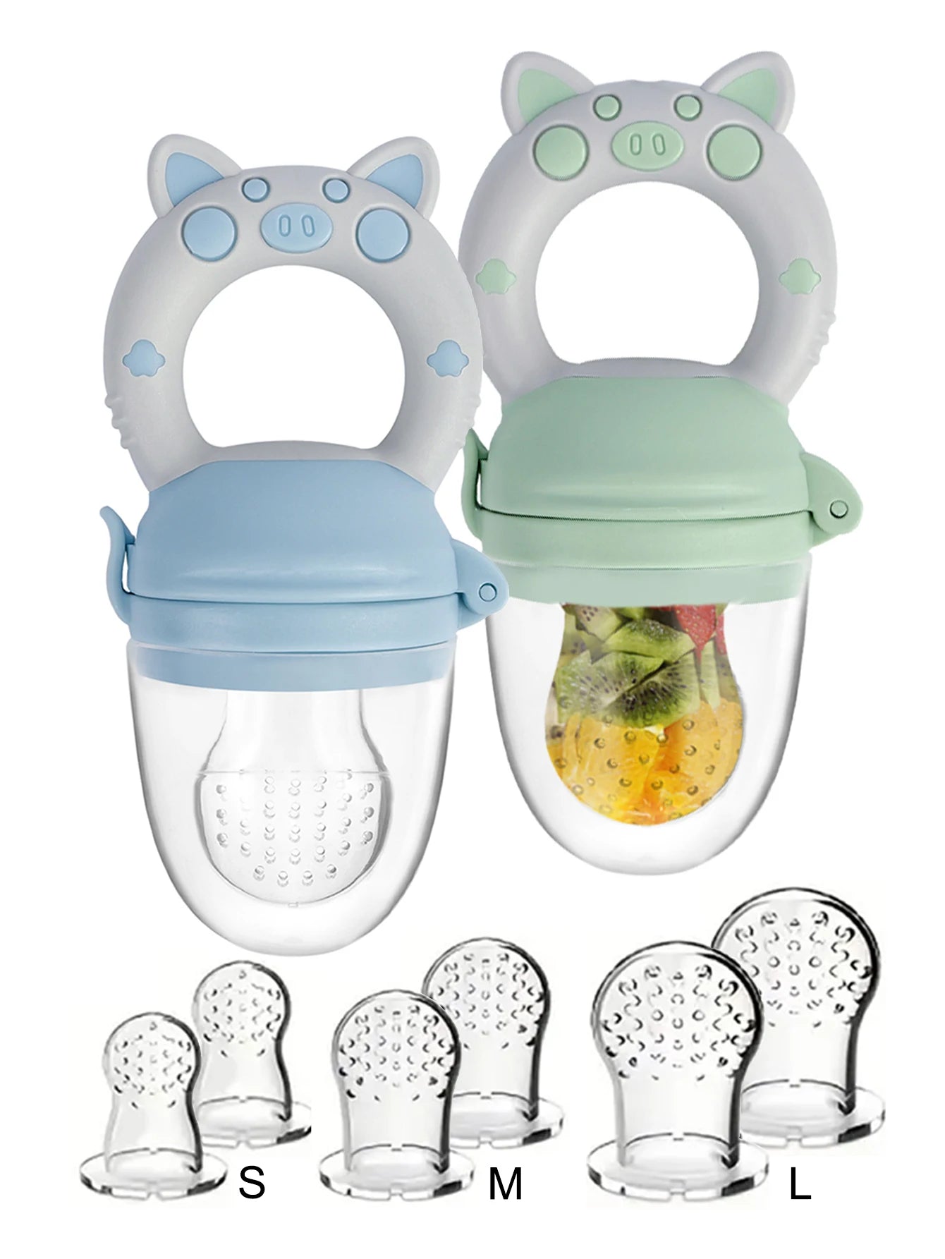 8-Piece Silicone Baby Fruit & Veggie Feeder Set | BPA-Free Pacifier with Handle | Perfect for Teething & Holiday Gifting