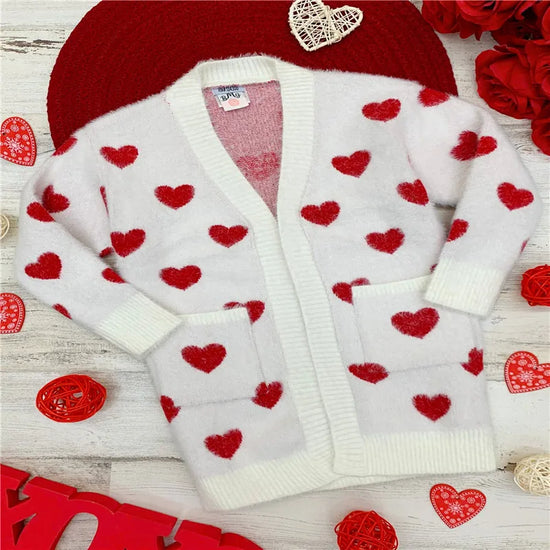 Family Matching Heart print Cardigan