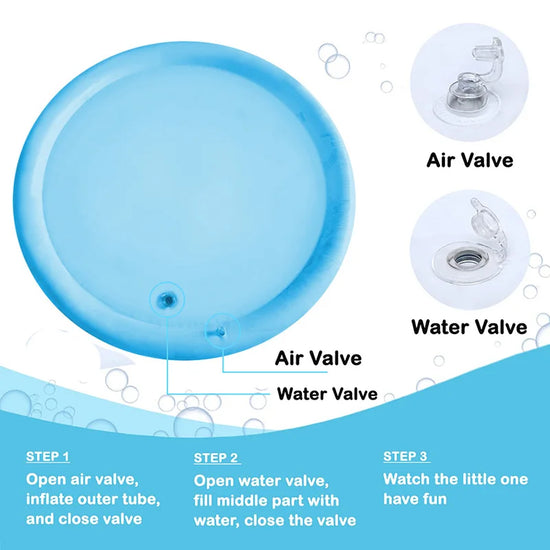 Large Baby Water Play Mat – Inflatable Round Cushion with Dolphin & Seal Pattern | Safe PVC Baby Tummy Time Toy