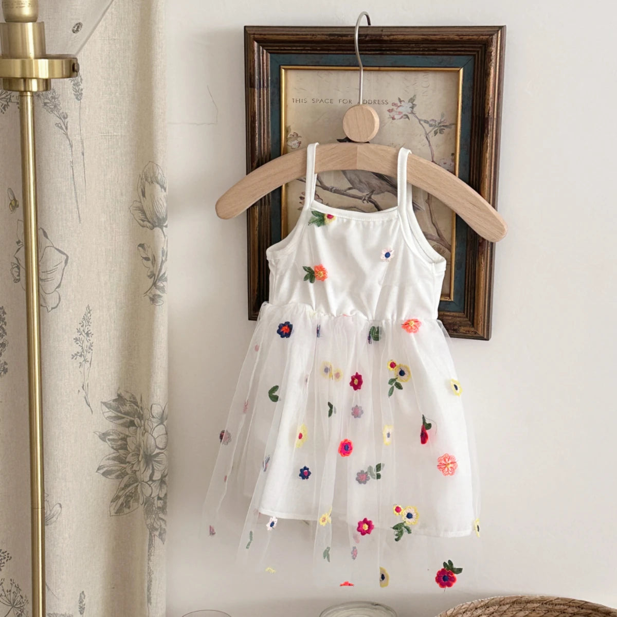 Baby Girl Floral Tulle Dress White | Embroidered Summer Party Outfit