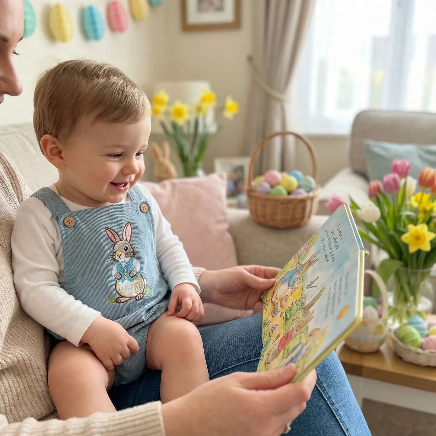 Grenouillère bébé Lapin de Pâques | Salopette Bébé Lapin Brodé | Combinaison sans Manches Bébé Pâques Nouveau-né | Grenouillère Bébé Printemps
