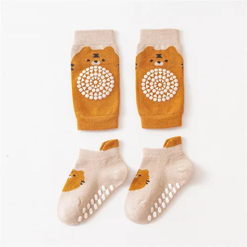Baby Leg Warmers & Knee Pad Socks Set – Cotton Crawling Protector for Newborns & Toddlers (0–3Y)