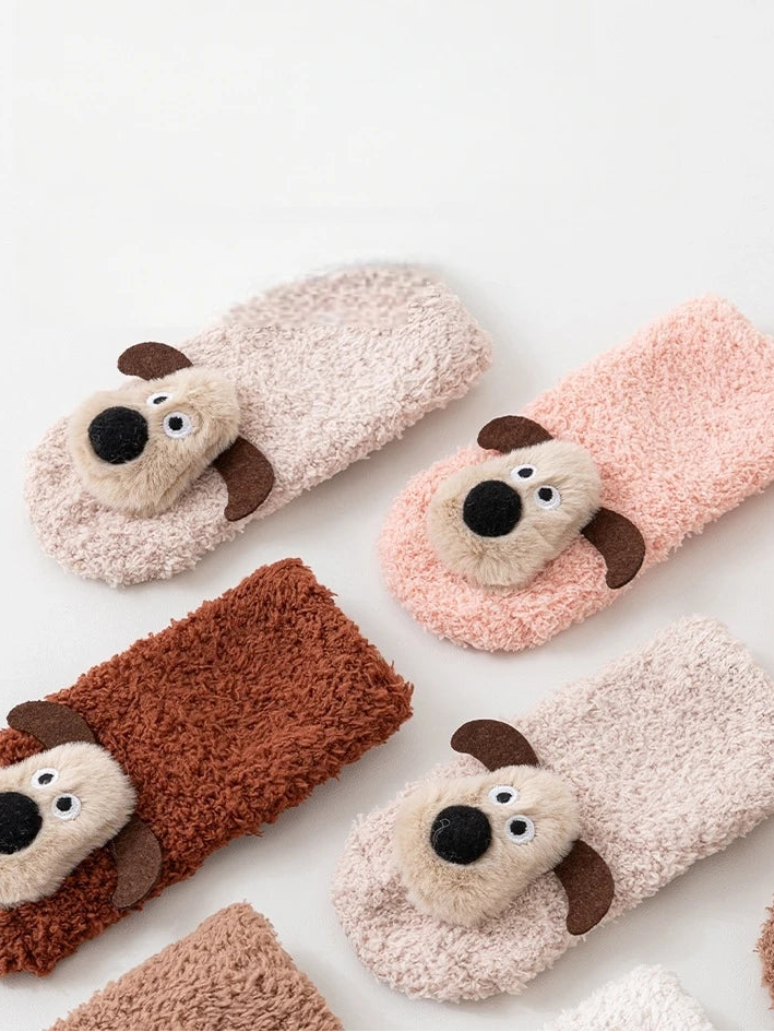 Kids’ Cozy Puppy Plush Socks