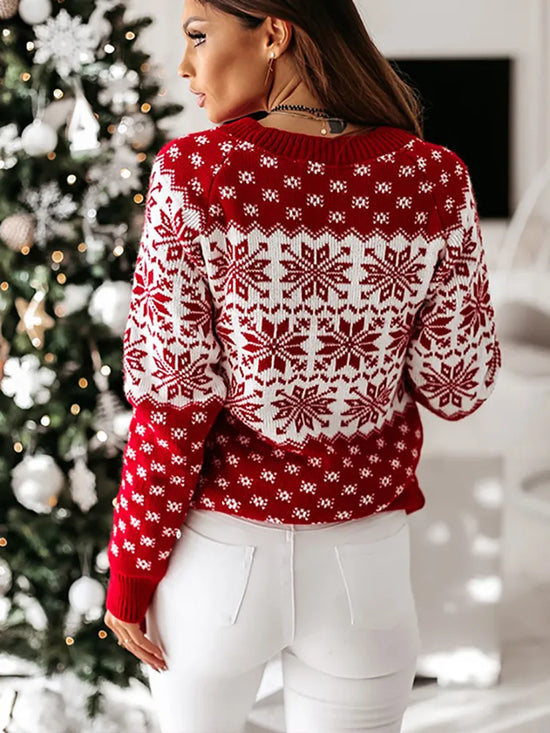 Women's Snowflake Knit Christmas Sweater