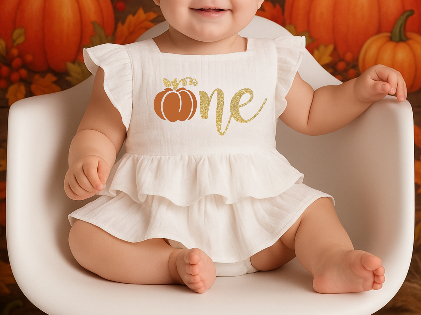 Cute pumpkin one 1st Birthday romper