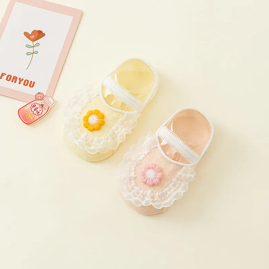 2 Pairs Lace Flower Newborn Baby Socks
