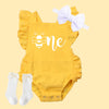 1st Birthday Girl Outfit – Bumble Bee Birthday Romper, Bee-Day Smash Cake Outfit for Baby