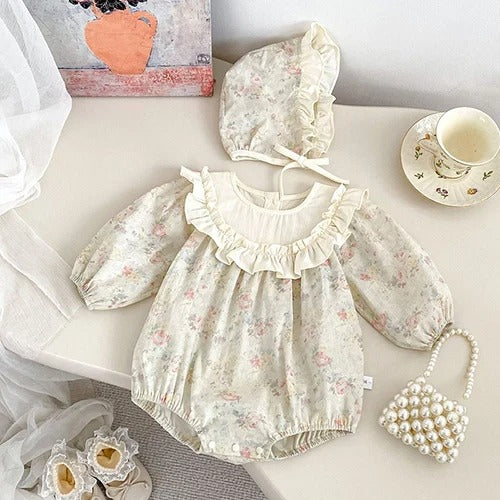 Baby Girl Lace Romper | Newborn Vintage Design Outfit